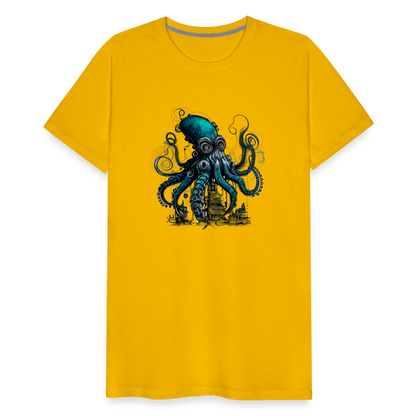 Steampunk Riesenkraken über kleinem Dorf - Männer Premium T-Shirt - by Artful Alchemist