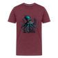 Steampunk Riesenkraken über kleinem Dorf - Männer Premium T-Shirt - Bordeauxrot meliert