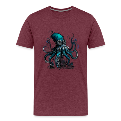 Steampunk Riesenkraken über kleinem Dorf - Männer Premium T-Shirt - by Artful Alchemist