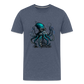 Steampunk Riesenkraken über kleinem Dorf - Männer Premium T-Shirt - Blau meliert