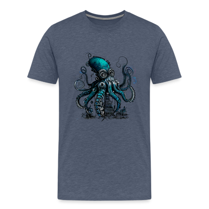 Steampunk Riesenkraken über kleinem Dorf - Männer Premium T-Shirt - by Artful Alchemist
