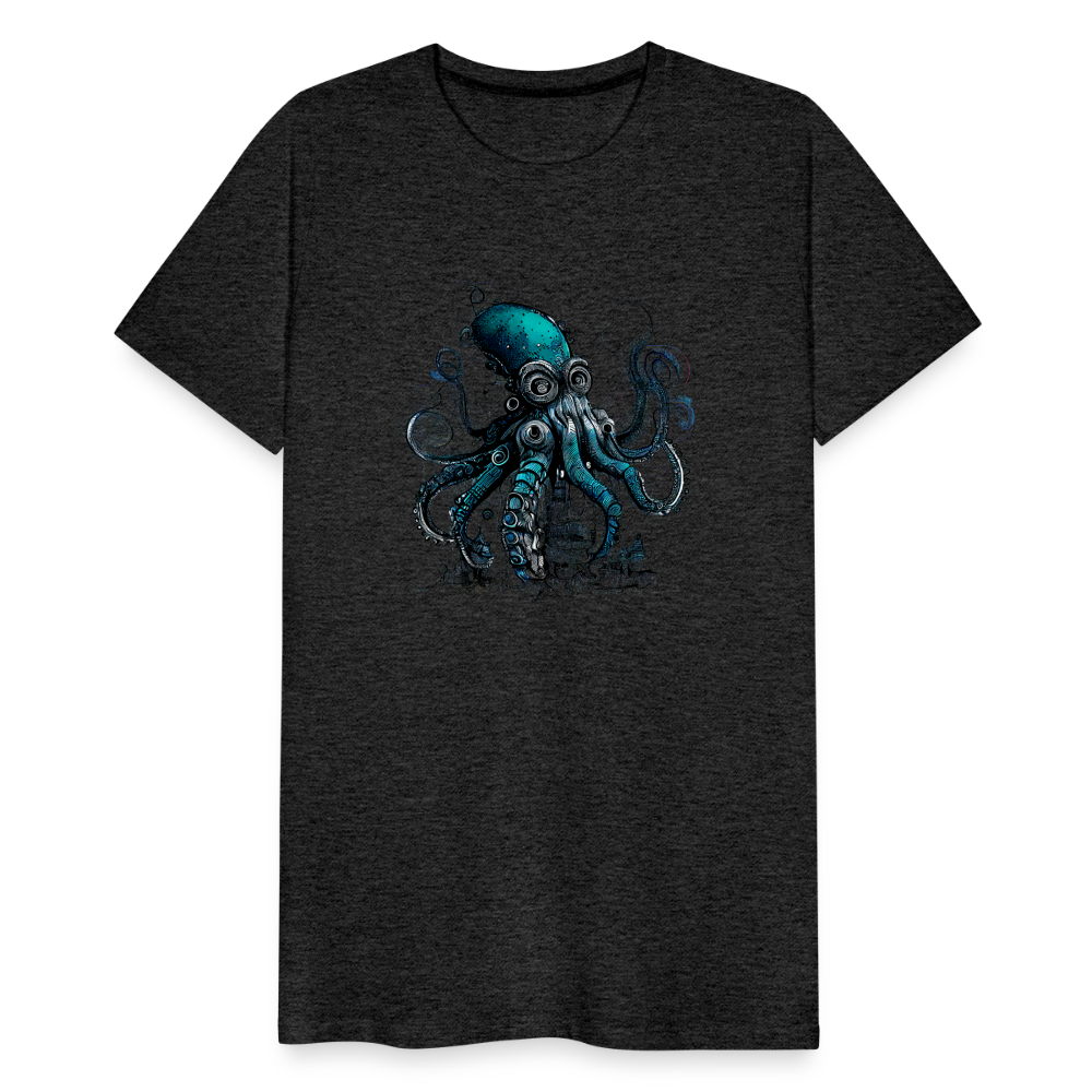 Steampunk Riesenkraken über kleinem Dorf - Männer Premium T-Shirt - Anthrazit