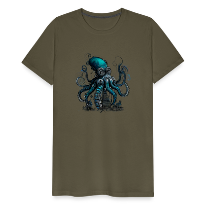 Steampunk Riesenkraken über kleinem Dorf - Männer Premium T-Shirt - by Artful Alchemist