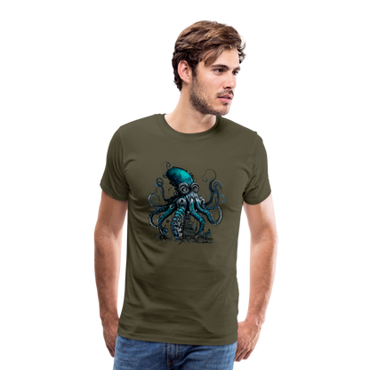 Steampunk Riesenkraken über kleinem Dorf - Männer Premium T-Shirt - by Artful Alchemist