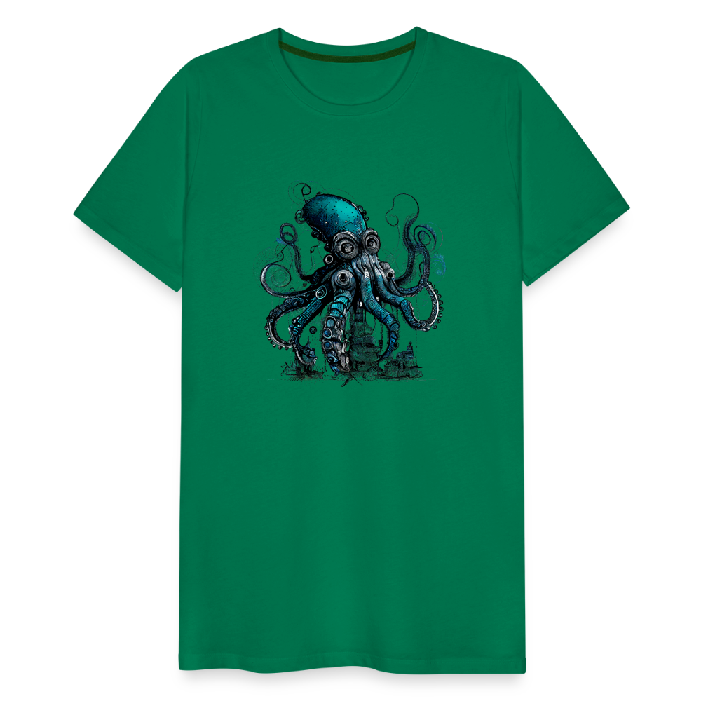 Steampunk Riesenkraken über kleinem Dorf - Männer Premium T-Shirt - Kelly Green