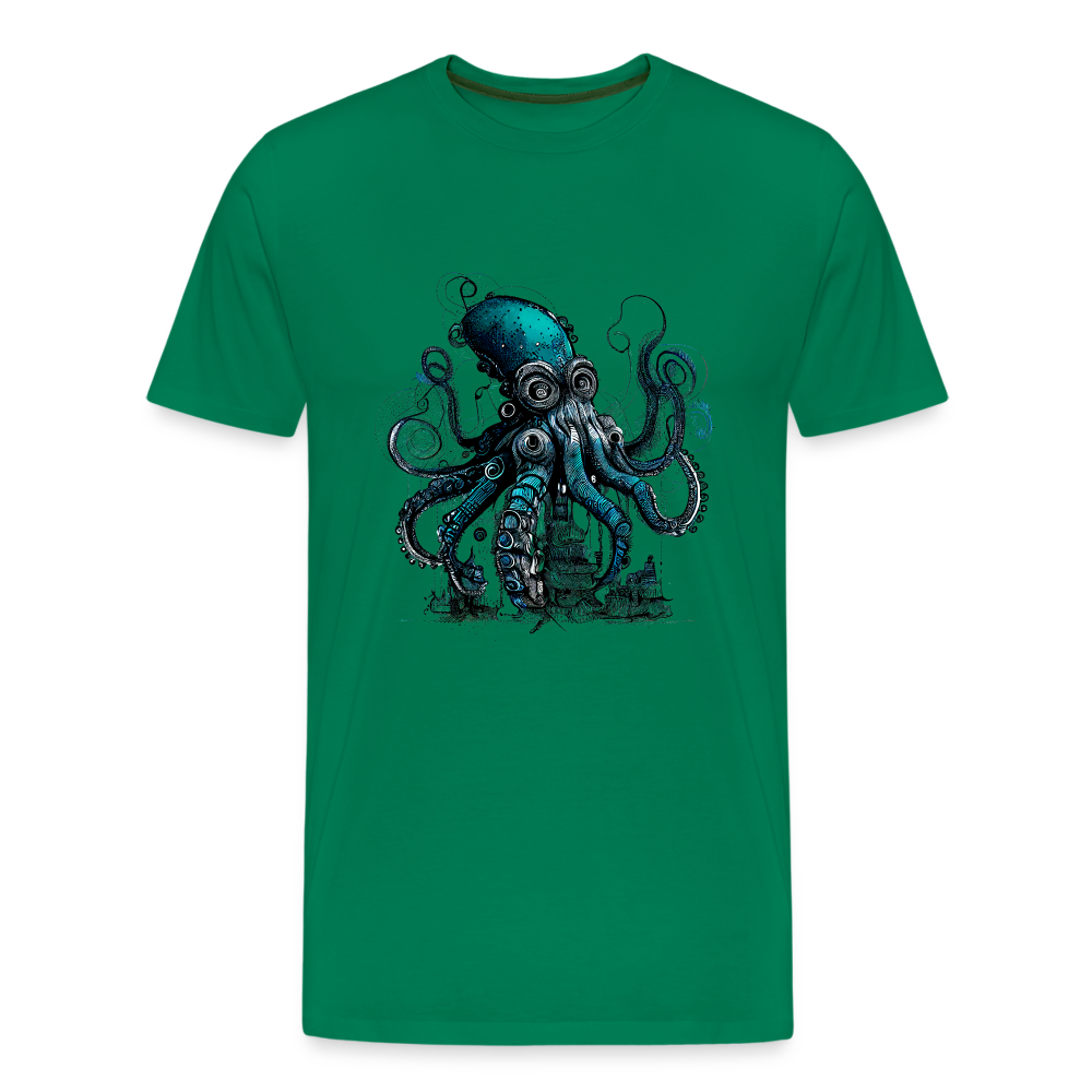 Steampunk Riesenkraken über kleinem Dorf - Männer Premium T-Shirt - Kelly Green