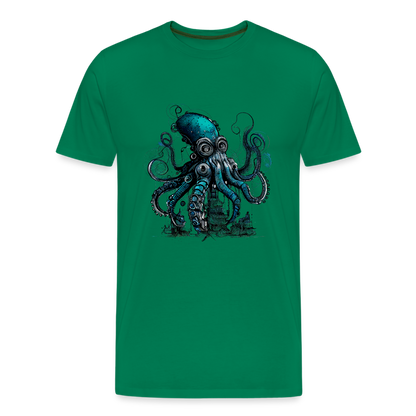 Steampunk Riesenkraken über kleinem Dorf - Männer Premium T-Shirt - by Artful Alchemist