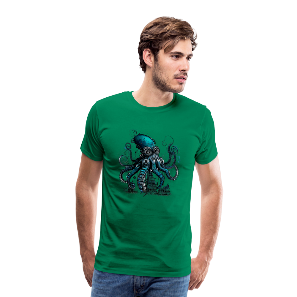 Steampunk Riesenkraken über kleinem Dorf - Männer Premium T-Shirt - Kelly Green