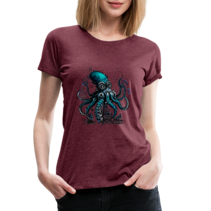 Steampunk Riesenkraken über kleinem Dorf - Frauen Premium T-Shirt - by Artful Alchemist