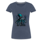 Steampunk Riesenkraken über kleinem Dorf - Frauen Premium T-Shirt - Blau meliert