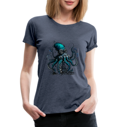 Steampunk Riesenkraken über kleinem Dorf - Frauen Premium T-Shirt - by Artful Alchemist