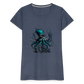 Steampunk Riesenkraken über kleinem Dorf - Frauen Premium T-Shirt - Blau meliert