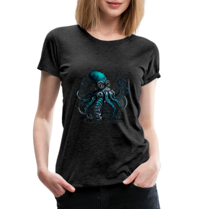 Steampunk Riesenkraken über kleinem Dorf - Frauen Premium T-Shirt - by Artful Alchemist