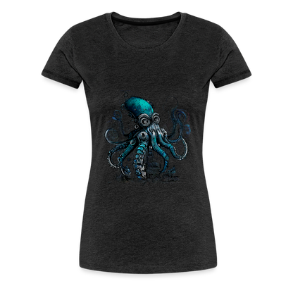 Steampunk Riesenkraken über kleinem Dorf - Frauen Premium T-Shirt - by Artful Alchemist