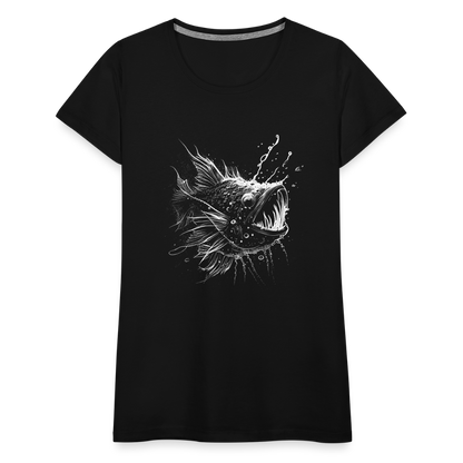 Anglerfisch, Tiefseefisch - Monochrom - Frauen Premium T-Shirt - by Artful Alchemist