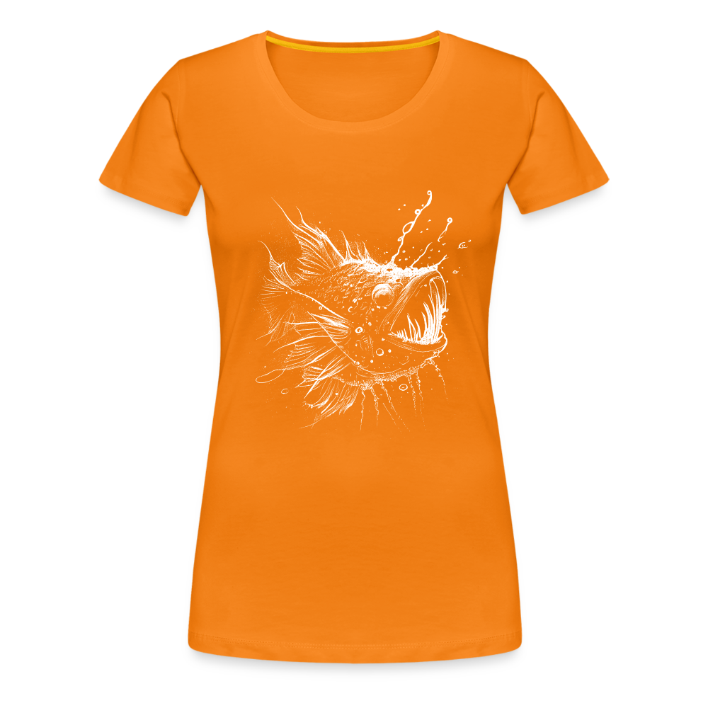 Anglerfisch, Tiefseefisch - Monochrom - Frauen Premium T-Shirt - Orange