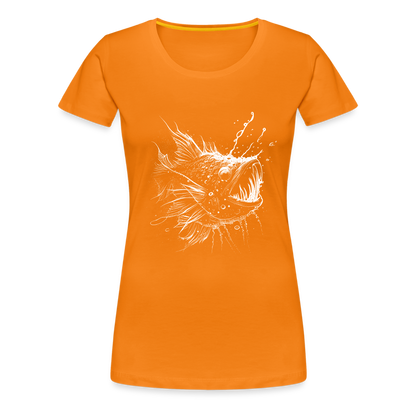 Anglerfisch, Tiefseefisch - Monochrom - Frauen Premium T-Shirt - by Artful Alchemist