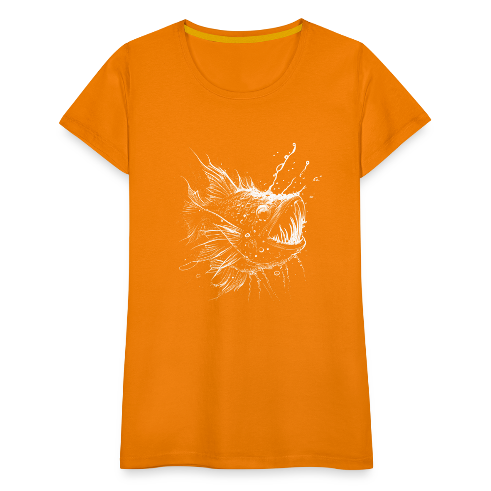 Anglerfisch, Tiefseefisch - Monochrom - Frauen Premium T-Shirt - Orange