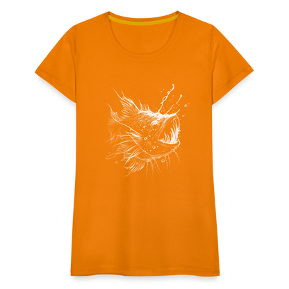 Anglerfisch, Tiefseefisch - Monochrom - Frauen Premium T-Shirt - by Artful Alchemist