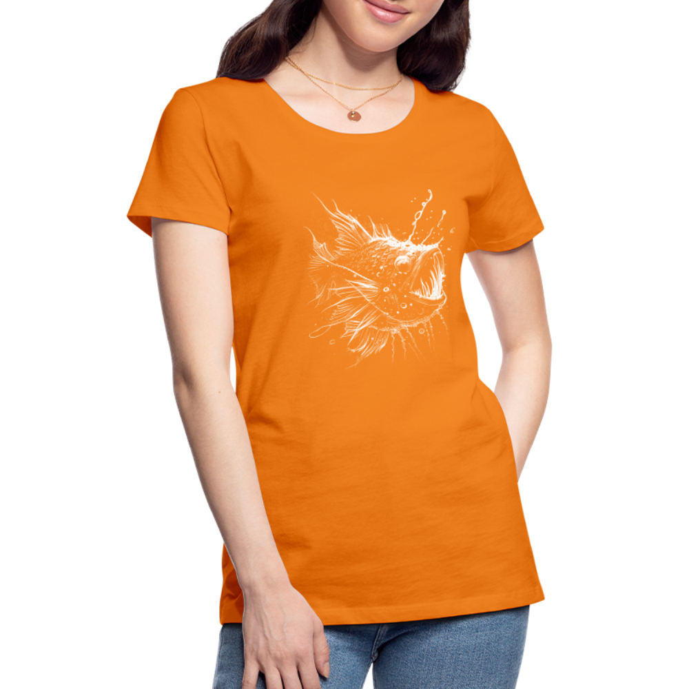 Anglerfisch, Tiefseefisch - Monochrom - Frauen Premium T-Shirt - Orange