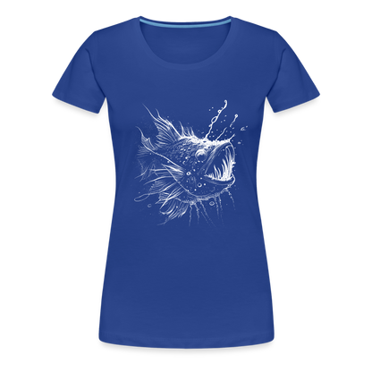 Anglerfisch, Tiefseefisch - Monochrom - Frauen Premium T-Shirt - by Artful Alchemist