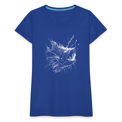 Anglerfisch, Tiefseefisch - Monochrom - Frauen Premium T-Shirt - by Artful Alchemist