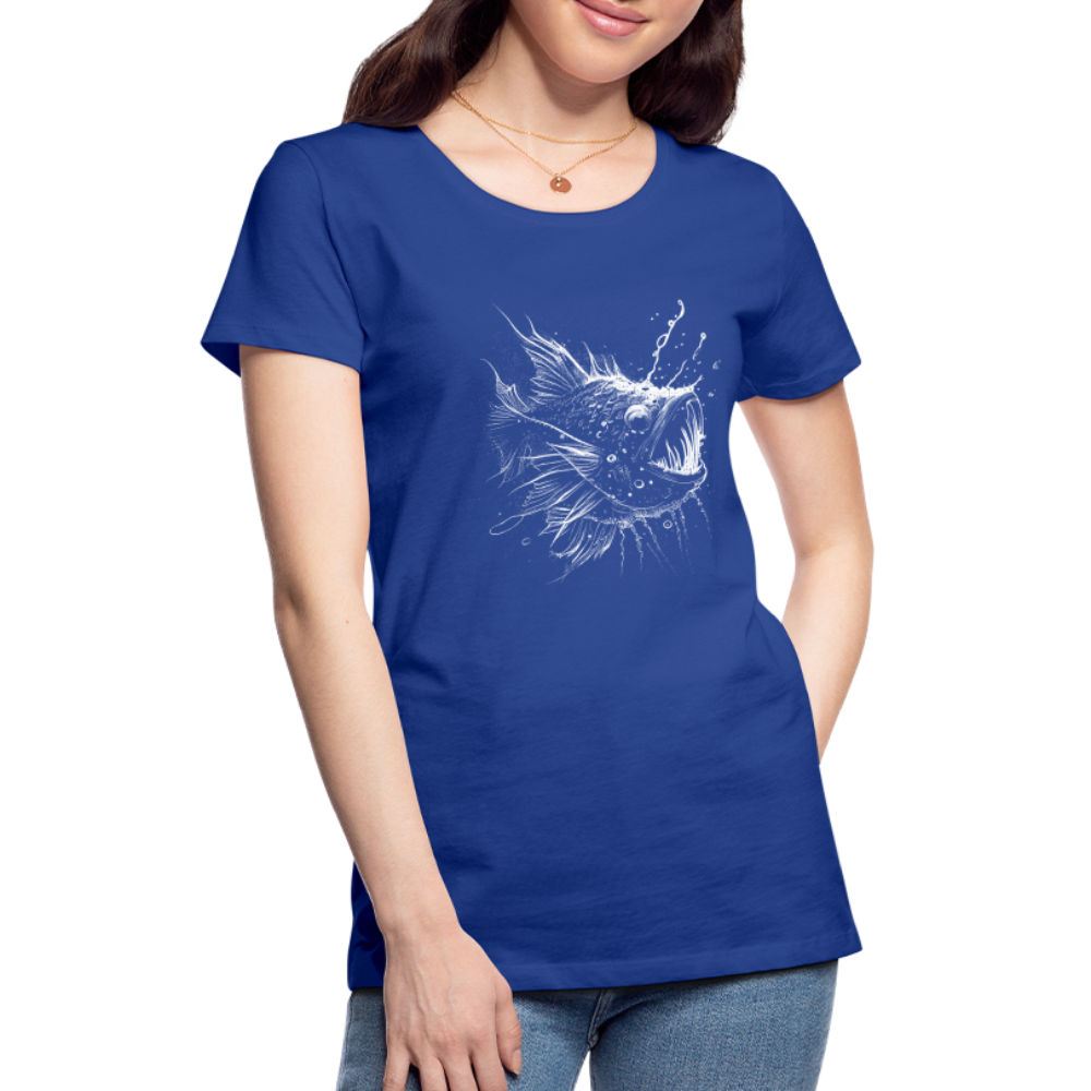 Anglerfisch, Tiefseefisch - Monochrom - Frauen Premium T-Shirt - Königsblau