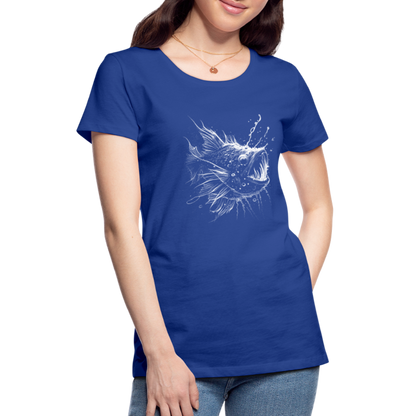 Anglerfisch, Tiefseefisch - Monochrom - Frauen Premium T-Shirt - by Artful Alchemist