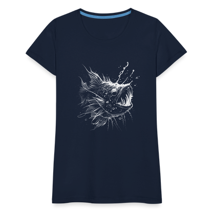 Anglerfisch, Tiefseefisch - Monochrom - Frauen Premium T-Shirt - by Artful Alchemist