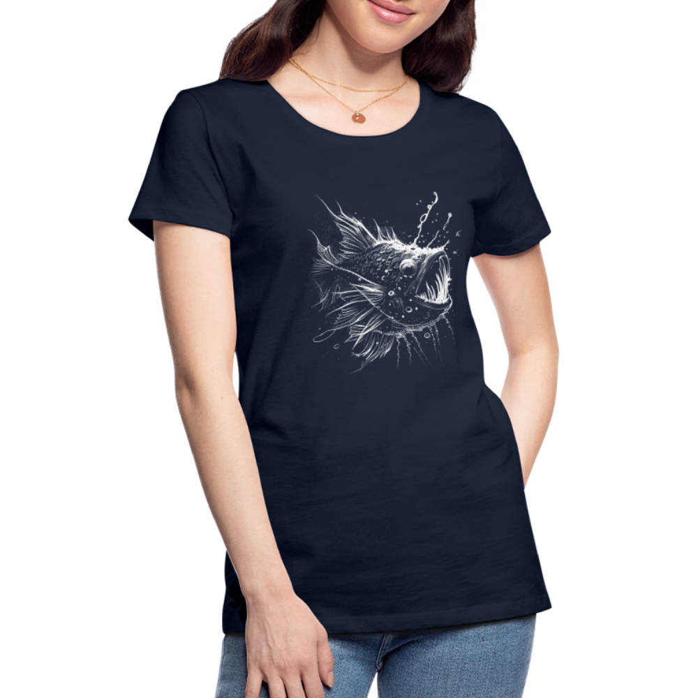 Anglerfisch, Tiefseefisch - Monochrom - Frauen Premium T-Shirt - Navy