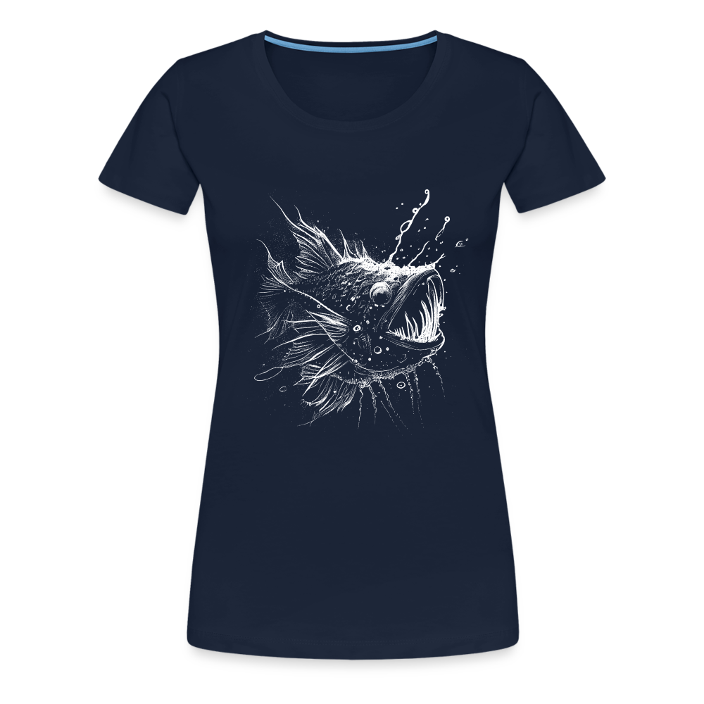 Anglerfisch, Tiefseefisch - Monochrom - Frauen Premium T-Shirt - Navy