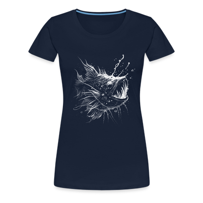 Anglerfisch, Tiefseefisch - Monochrom - Frauen Premium T-Shirt - by Artful Alchemist