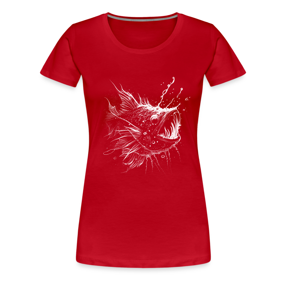 Anglerfisch, Tiefseefisch - Monochrom - Frauen Premium T-Shirt - Rot