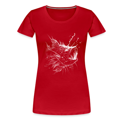 Anglerfisch, Tiefseefisch - Monochrom - Frauen Premium T-Shirt - by Artful Alchemist