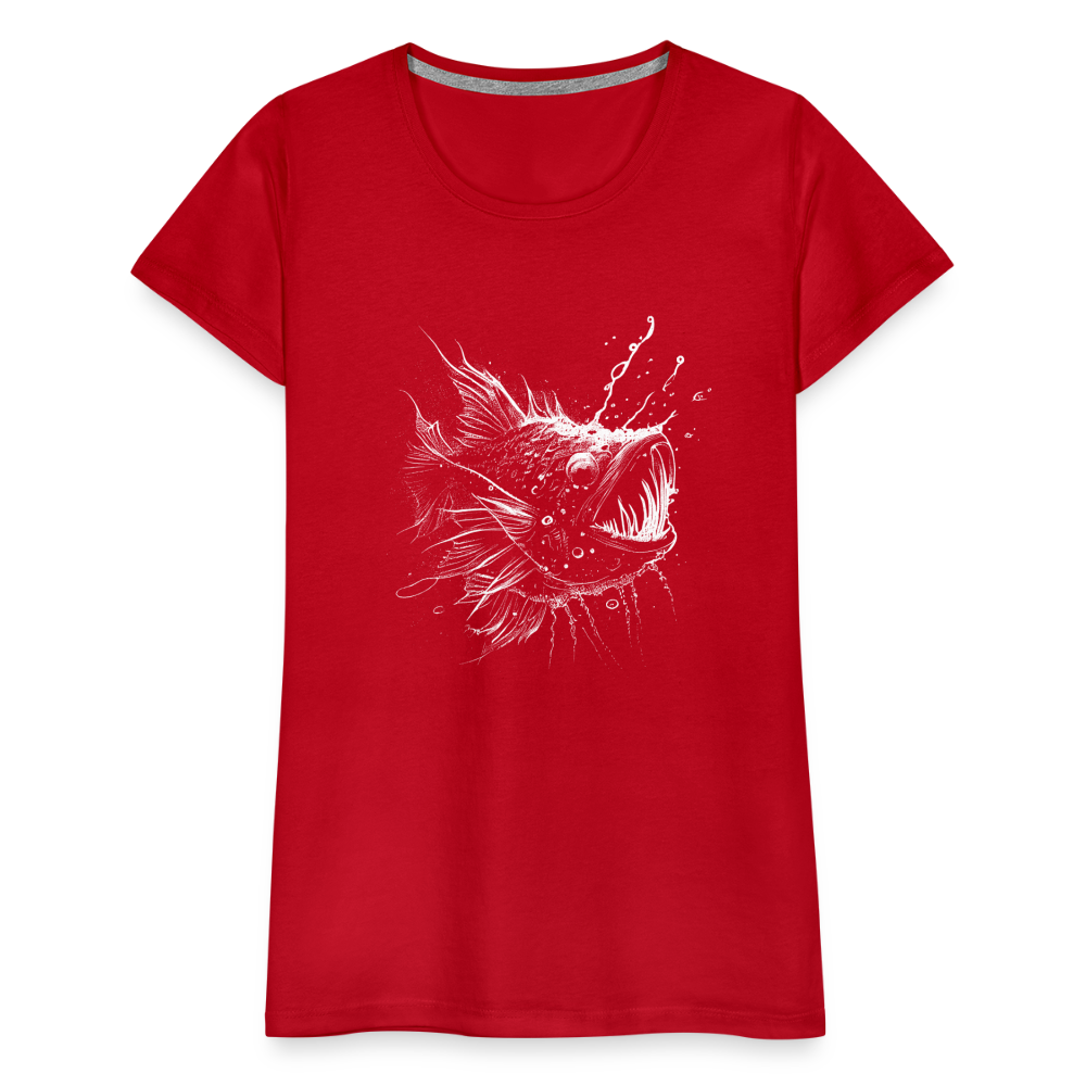 Anglerfisch, Tiefseefisch - Monochrom - Frauen Premium T-Shirt - Rot