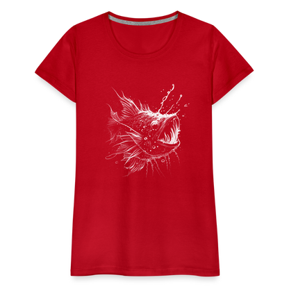 Anglerfisch, Tiefseefisch - Monochrom - Frauen Premium T-Shirt - by Artful Alchemist