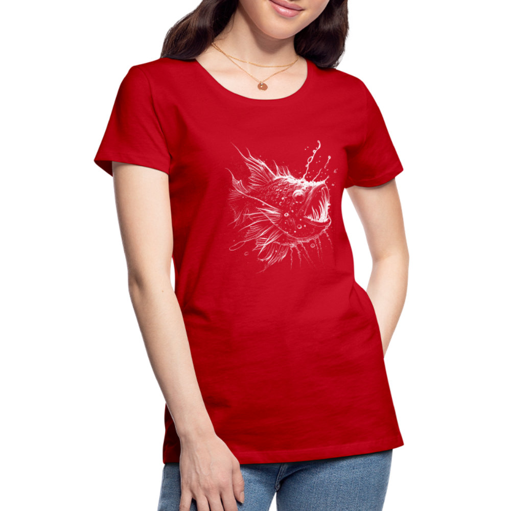 Anglerfisch, Tiefseefisch - Monochrom - Frauen Premium T-Shirt - Rot