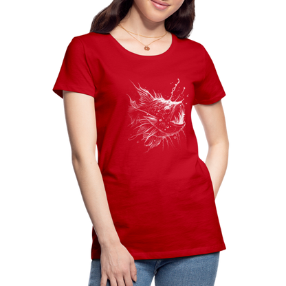 Anglerfisch, Tiefseefisch - Monochrom - Frauen Premium T-Shirt - by Artful Alchemist