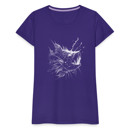 Anglerfisch, Tiefseefisch - Monochrom - Frauen Premium T-Shirt - by Artful Alchemist