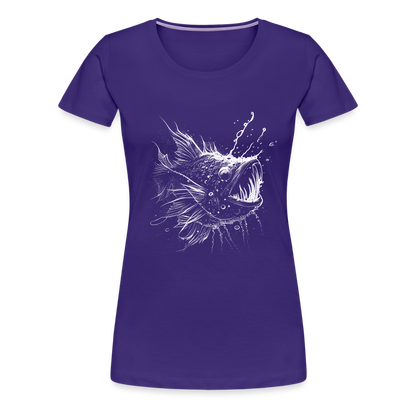 Anglerfisch, Tiefseefisch - Monochrom - Frauen Premium T-Shirt - by Artful Alchemist
