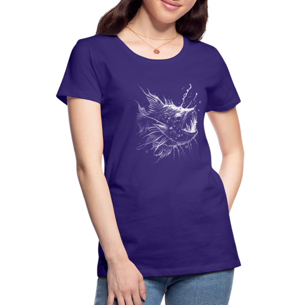 Anglerfisch, Tiefseefisch - Monochrom - Frauen Premium T-Shirt - Lila