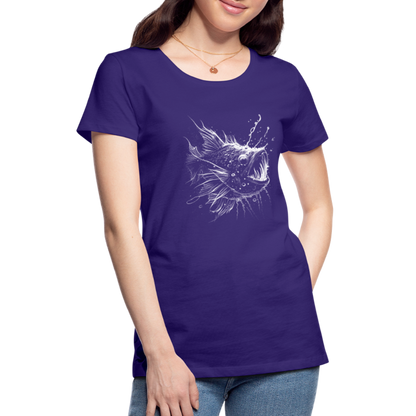 Anglerfisch, Tiefseefisch - Monochrom - Frauen Premium T-Shirt - by Artful Alchemist