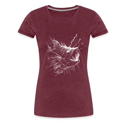Anglerfisch, Tiefseefisch - Monochrom - Frauen Premium T-Shirt - by Artful Alchemist