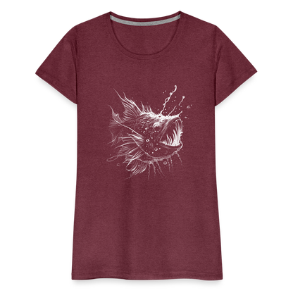 Anglerfisch, Tiefseefisch - Monochrom - Frauen Premium T-Shirt - by Artful Alchemist