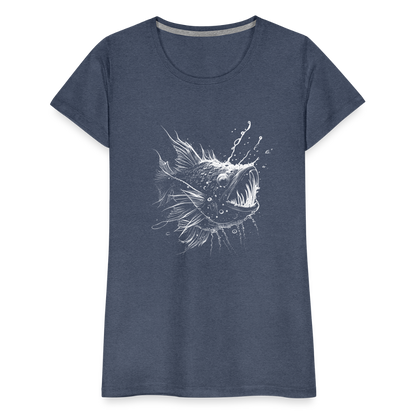 Anglerfisch, Tiefseefisch - Monochrom - Frauen Premium T-Shirt - by Artful Alchemist