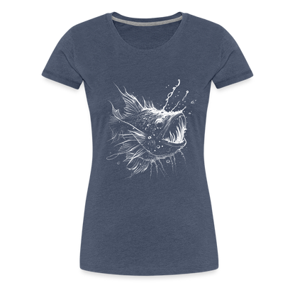 Anglerfisch, Tiefseefisch - Monochrom - Frauen Premium T-Shirt - by Artful Alchemist