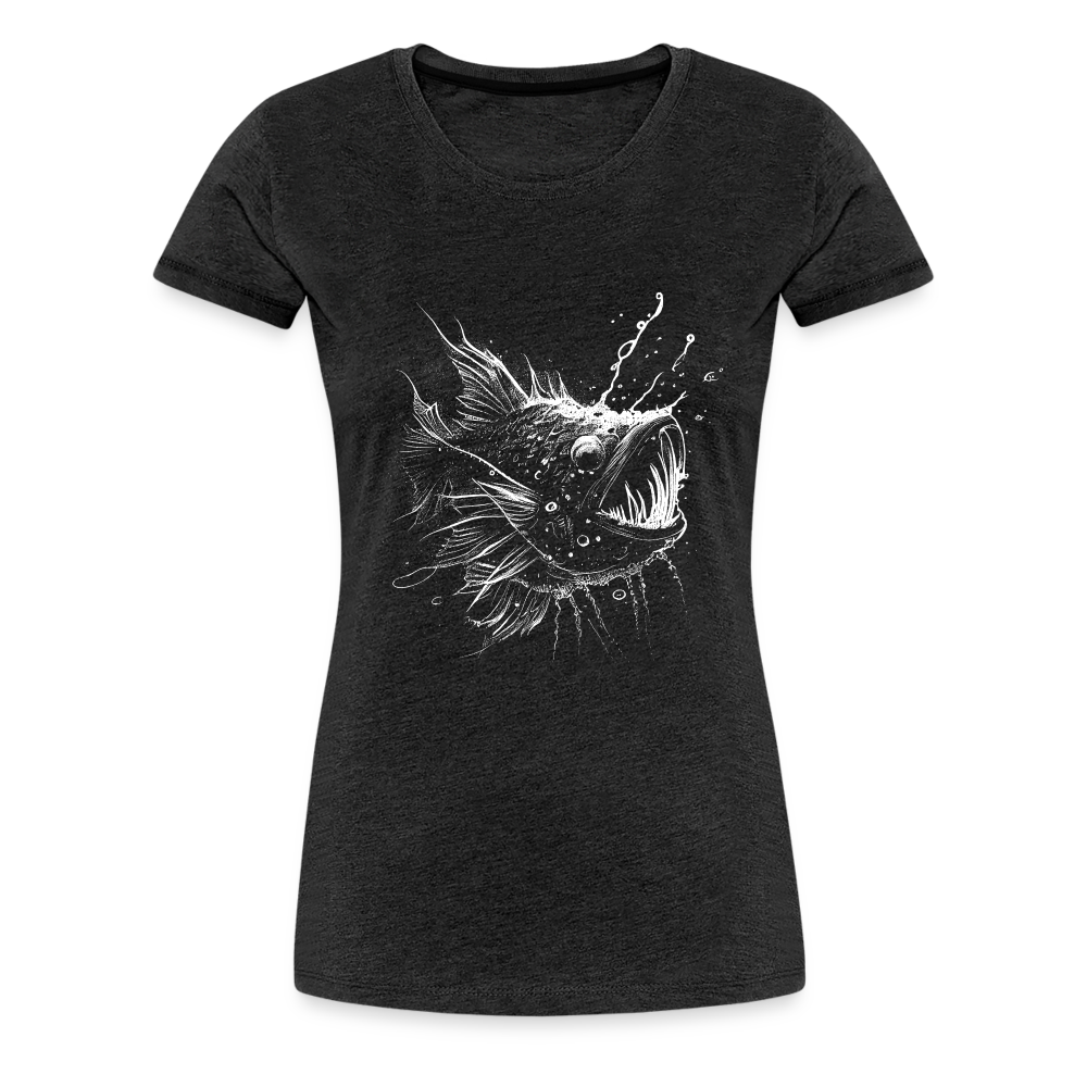 Anglerfisch, Tiefseefisch - Monochrom - Frauen Premium T-Shirt - Anthrazit