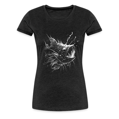 Anglerfisch, Tiefseefisch - Monochrom - Frauen Premium T-Shirt - by Artful Alchemist