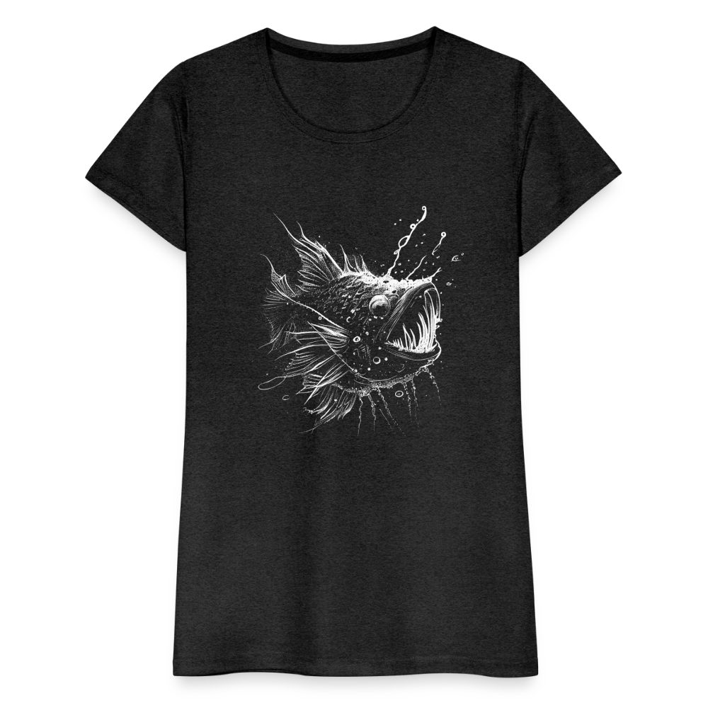 Anglerfisch, Tiefseefisch - Monochrom - Frauen Premium T-Shirt - Anthrazit