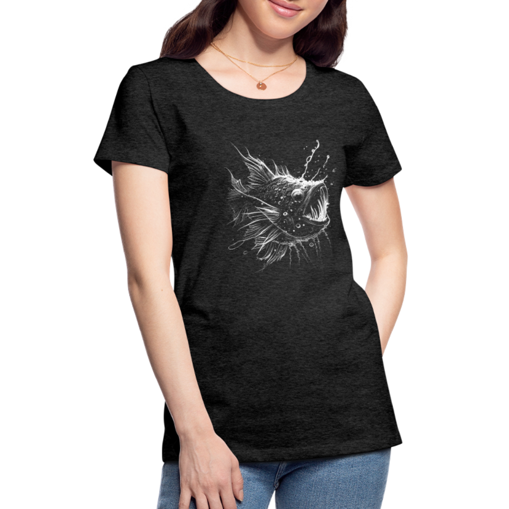 Anglerfisch, Tiefseefisch - Monochrom - Frauen Premium T-Shirt - Anthrazit